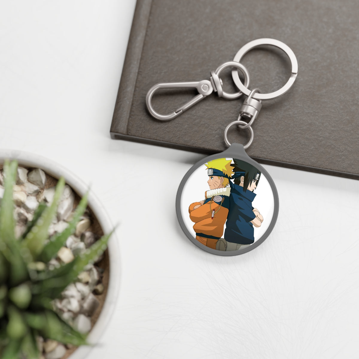 Naruto & Sasuke Back-to-Back Keyring Tag — Anime Friendship Keychain