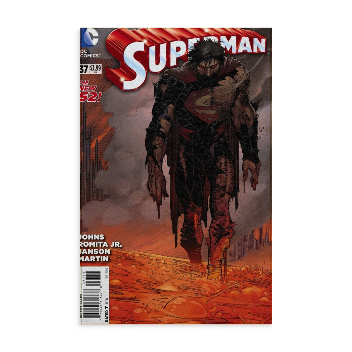 Superman Comic Cover Washable Rug — Vintage Hero Graphic Floor Mat