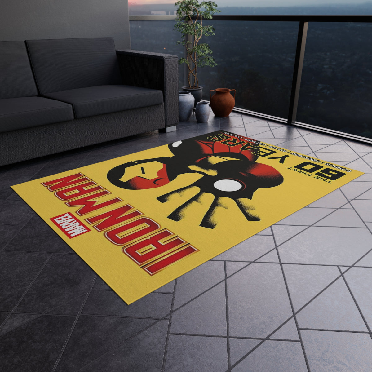 Iron Man 60 Years Outdoor/Indoor Rug - Marvel Superhero Patio Mat