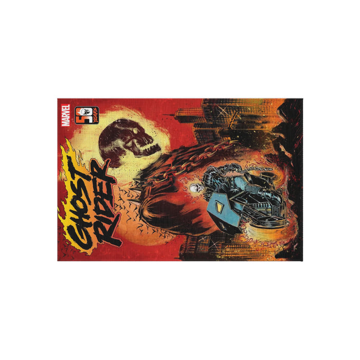 Ghost Rider Outdoor/Indoor Rug – Marvel Comic Skull Motorcycle Patio Mat