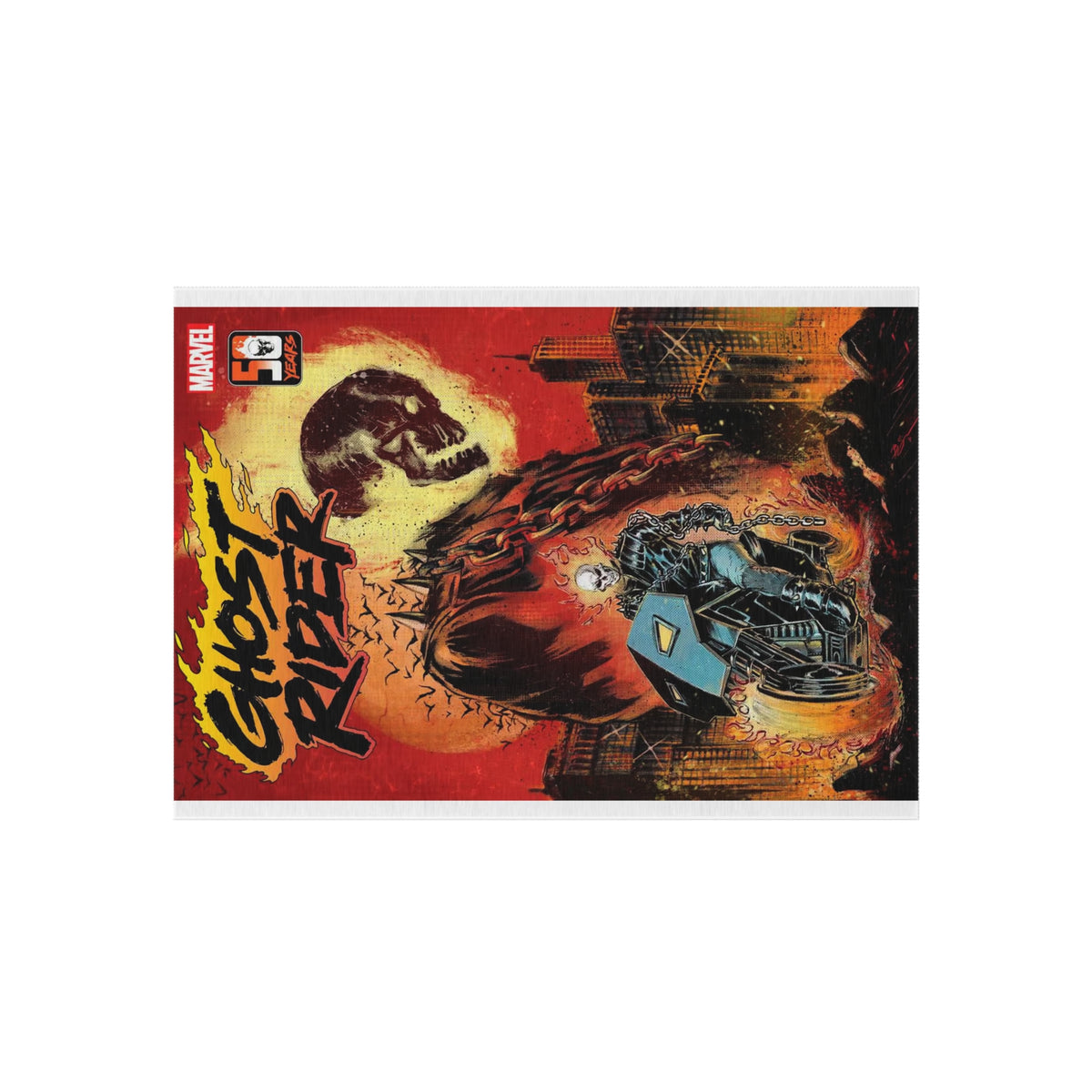Ghost Rider Outdoor/Indoor Rug – Marvel Comic Skull Motorcycle Patio Mat