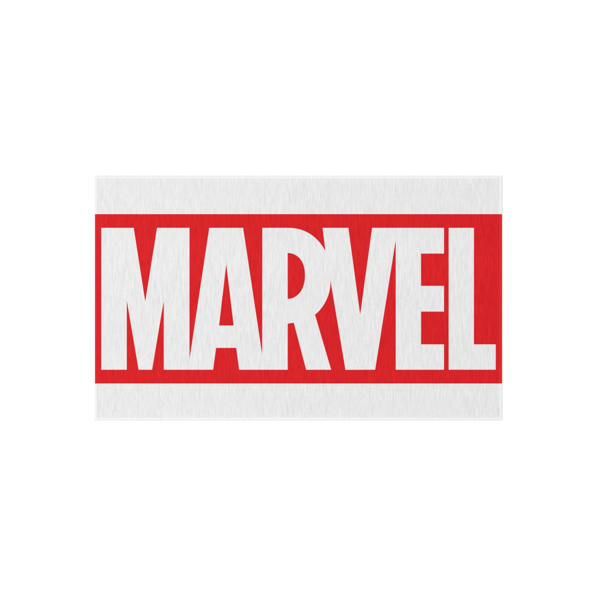 Marvel Logo Outdoor Rug — Red & White Superhero Doormat for Patio, Porch, or Game Room