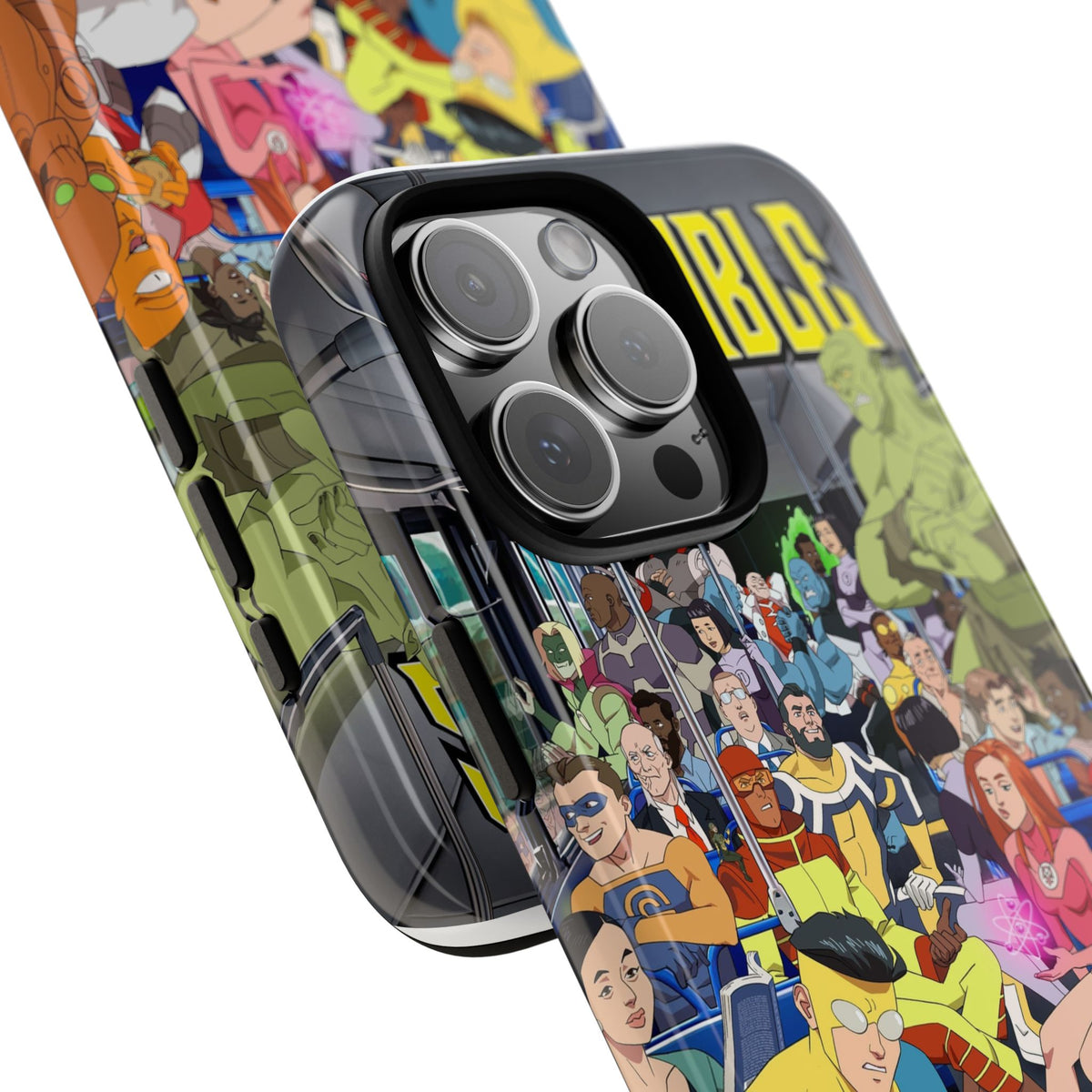 Comic Superhero Collage Phone Case — 'Invincible' Inspired Graphic Phone Cover