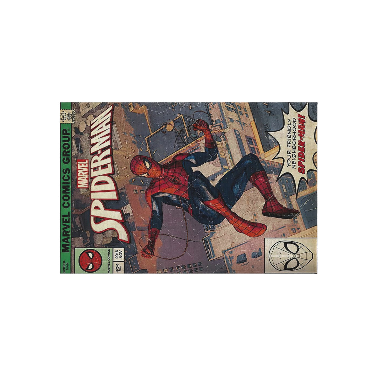 Spider-Man Vintage Comic Outdoor Rug — Retro Superhero Patio Mat