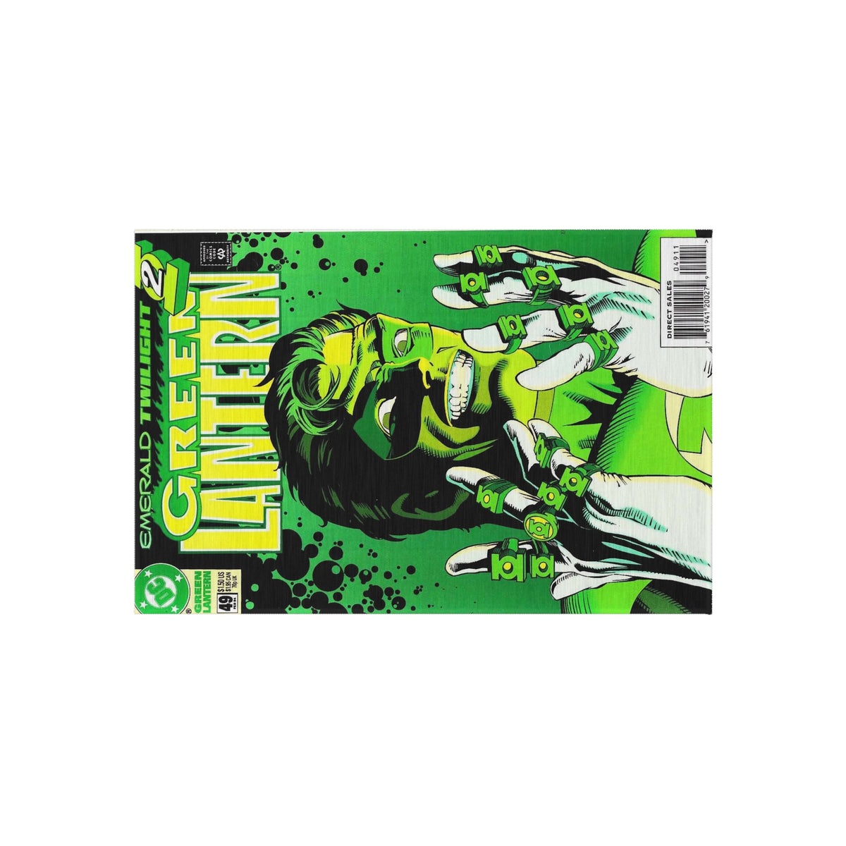 Green Lantern Comic Cover Outdoor/Indoor Rug — Retro Superhero Patio Mat
