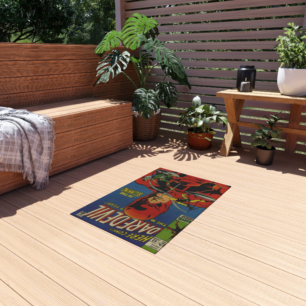 Daredevil Comic Outdoor Rug — Vintage Superhero Porch Mat