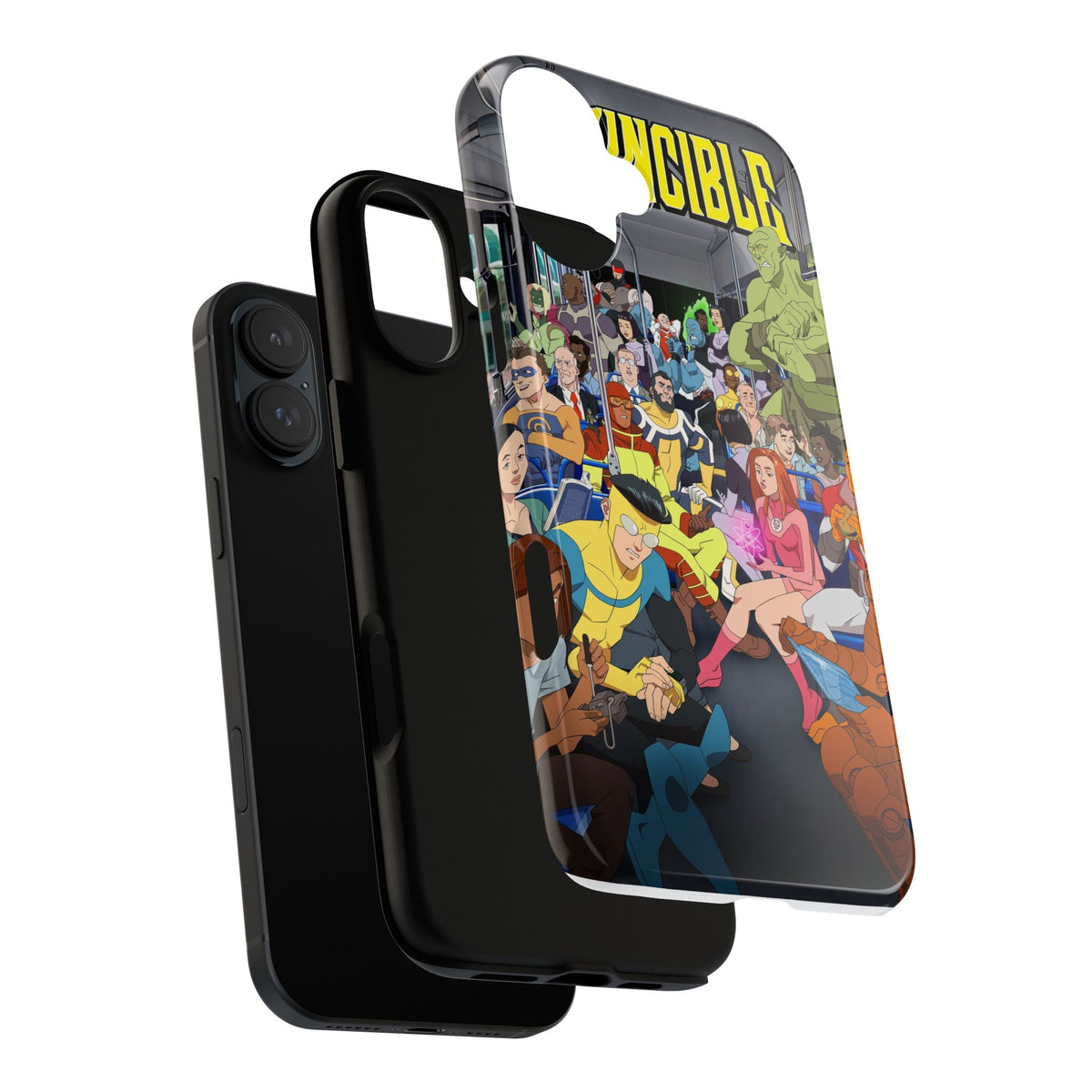 Comic Superhero Collage Phone Case — 'Invincible' Inspired Graphic Phone Cover