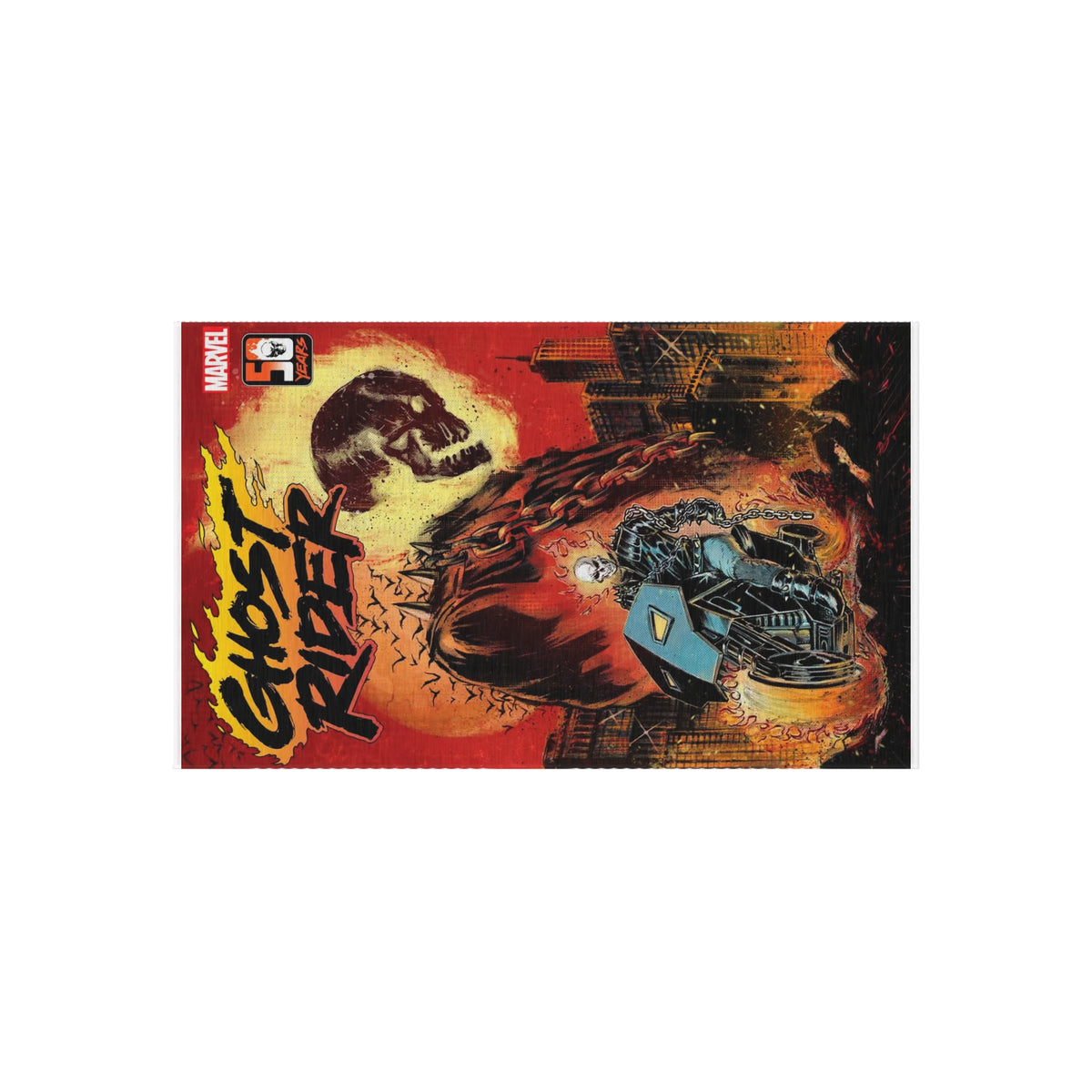 Ghost Rider Outdoor/Indoor Rug – Marvel Comic Skull Motorcycle Patio Mat