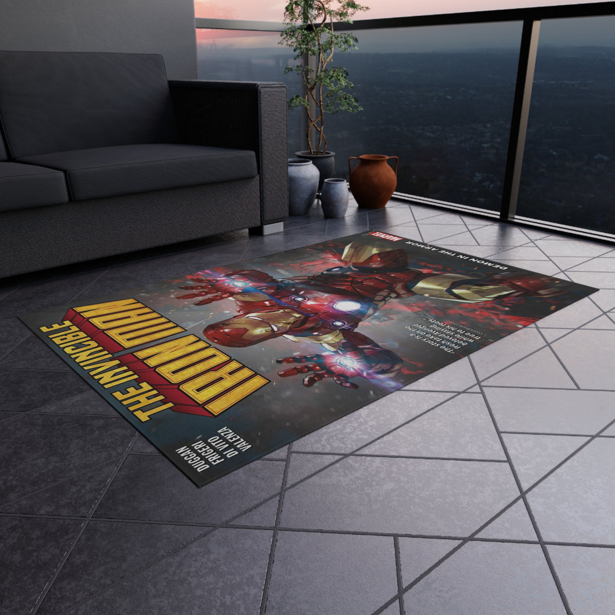 Iron Man Outdoor/Indoor Rug – The Invincible Armor Marvel Doormat