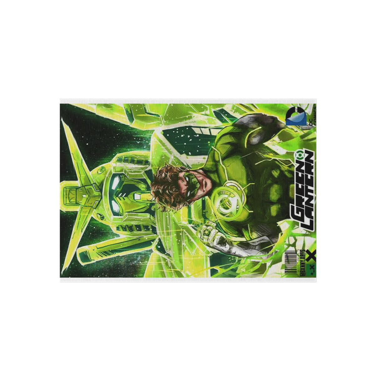 Green Lantern Outdoor Rug — Comic Superhero Patio Mat
