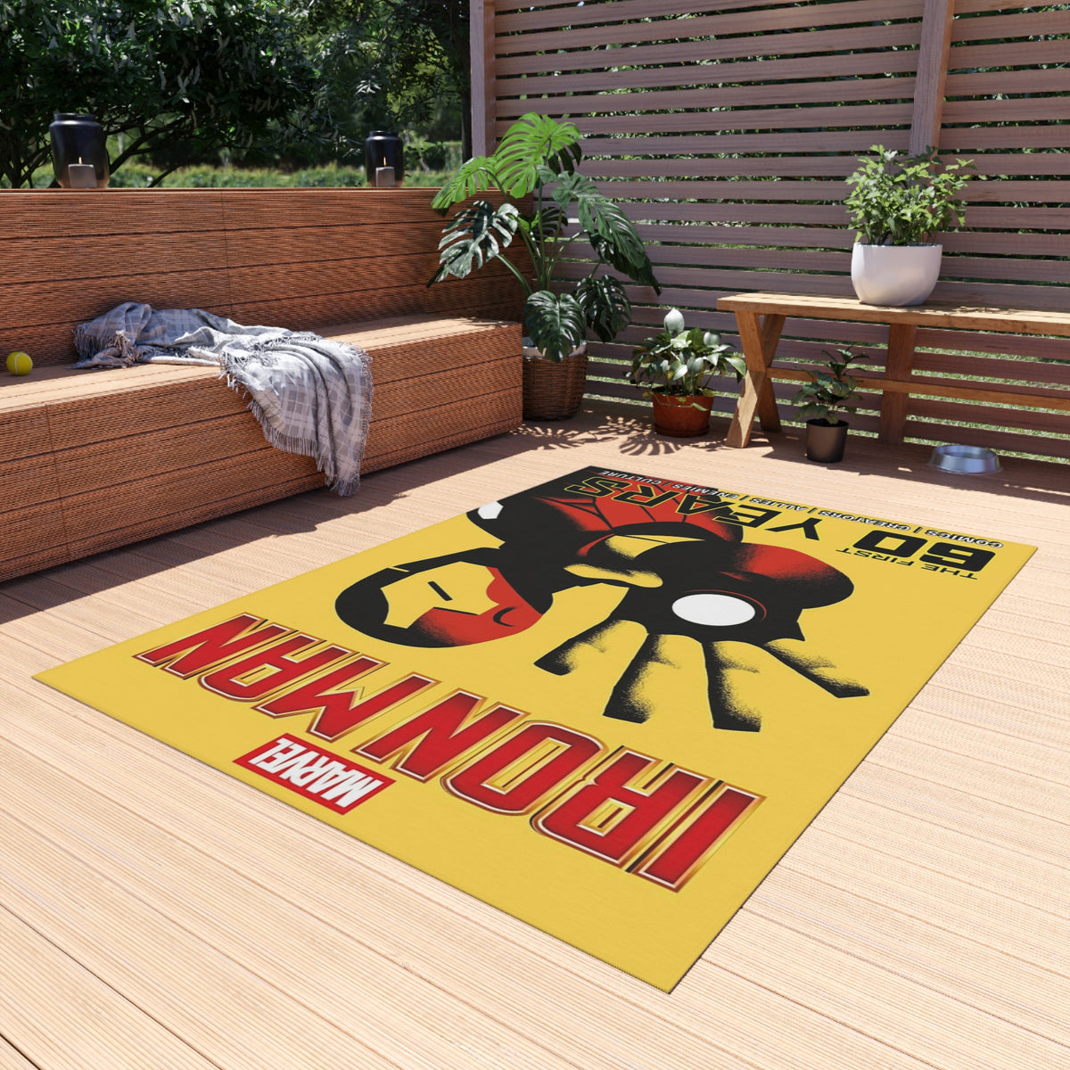 Iron Man 60 Years Outdoor/Indoor Rug - Marvel Superhero Patio Mat