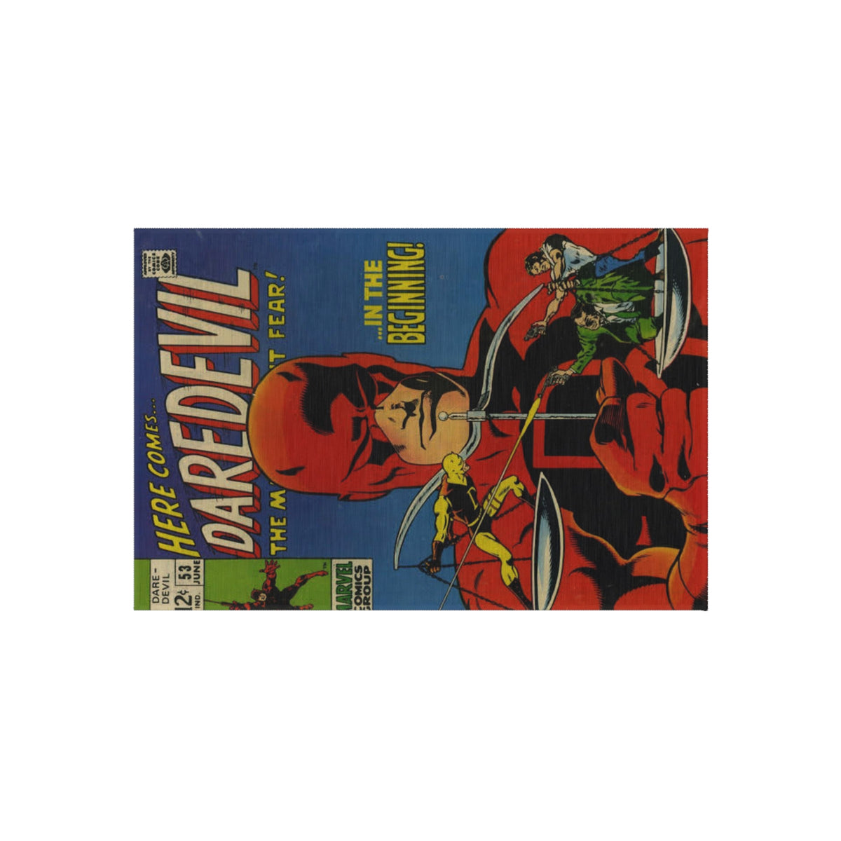 Daredevil Comic Outdoor Rug — Vintage Superhero Porch Mat
