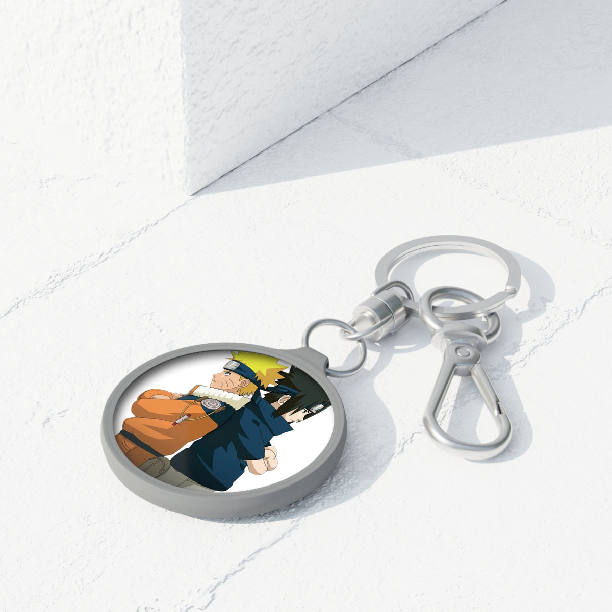 Naruto & Sasuke Back-to-Back Keyring Tag — Anime Friendship Keychain