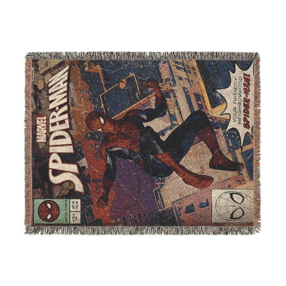 Spider-Man Woven Throw Blanket – Retro Comic Book Design