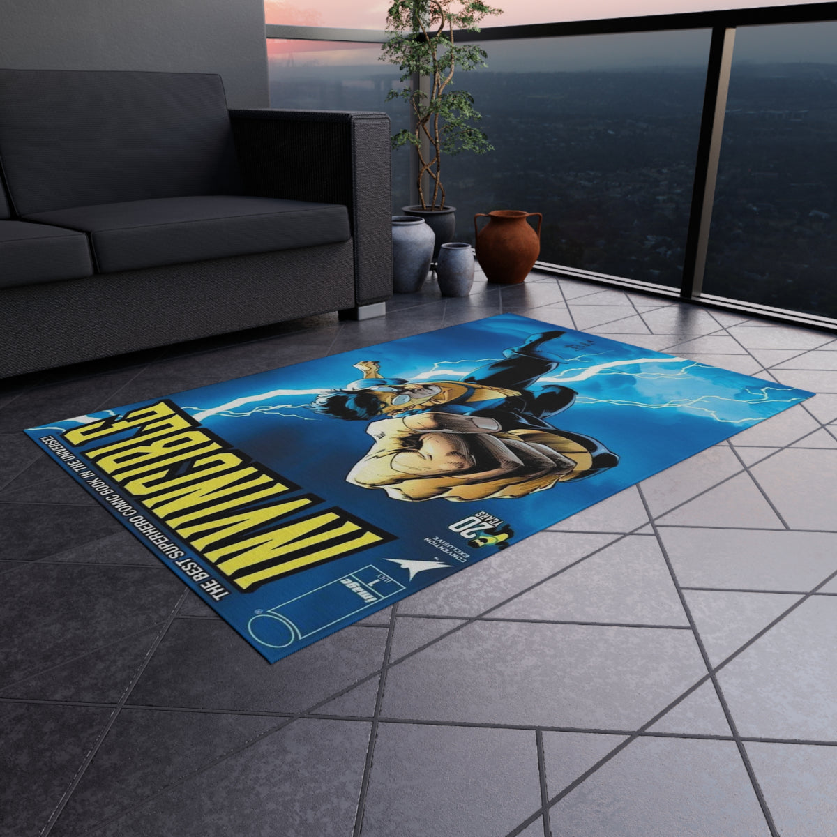 Invincible Superhero Outdoor/Indoor Rug — Lightning Action Porch Mat