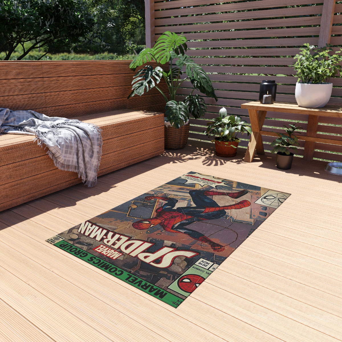 Spider-Man Vintage Comic Outdoor Rug — Retro Superhero Patio Mat