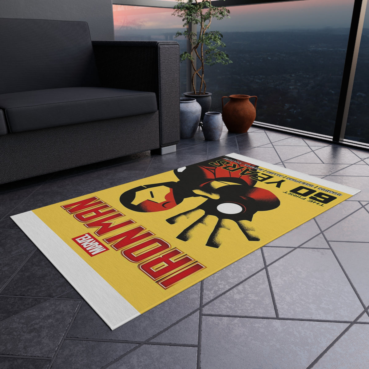 Iron Man 60 Years Outdoor/Indoor Rug - Marvel Superhero Patio Mat