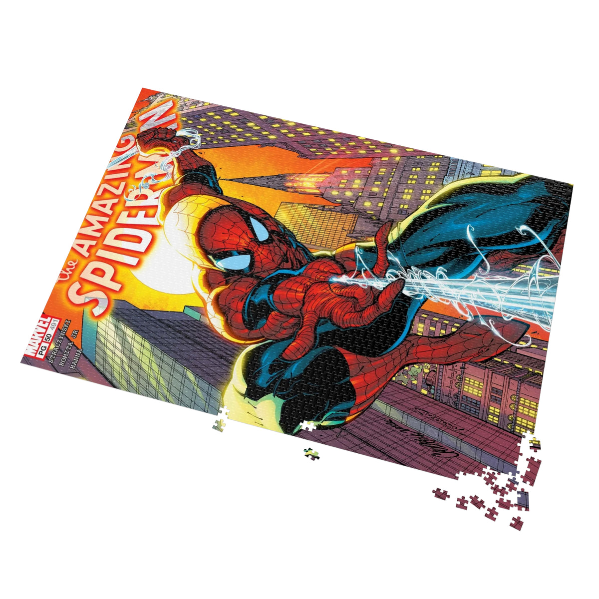 Spider-Man Jigsaw Puzzle (with Tin) — Retro Comic City Scene