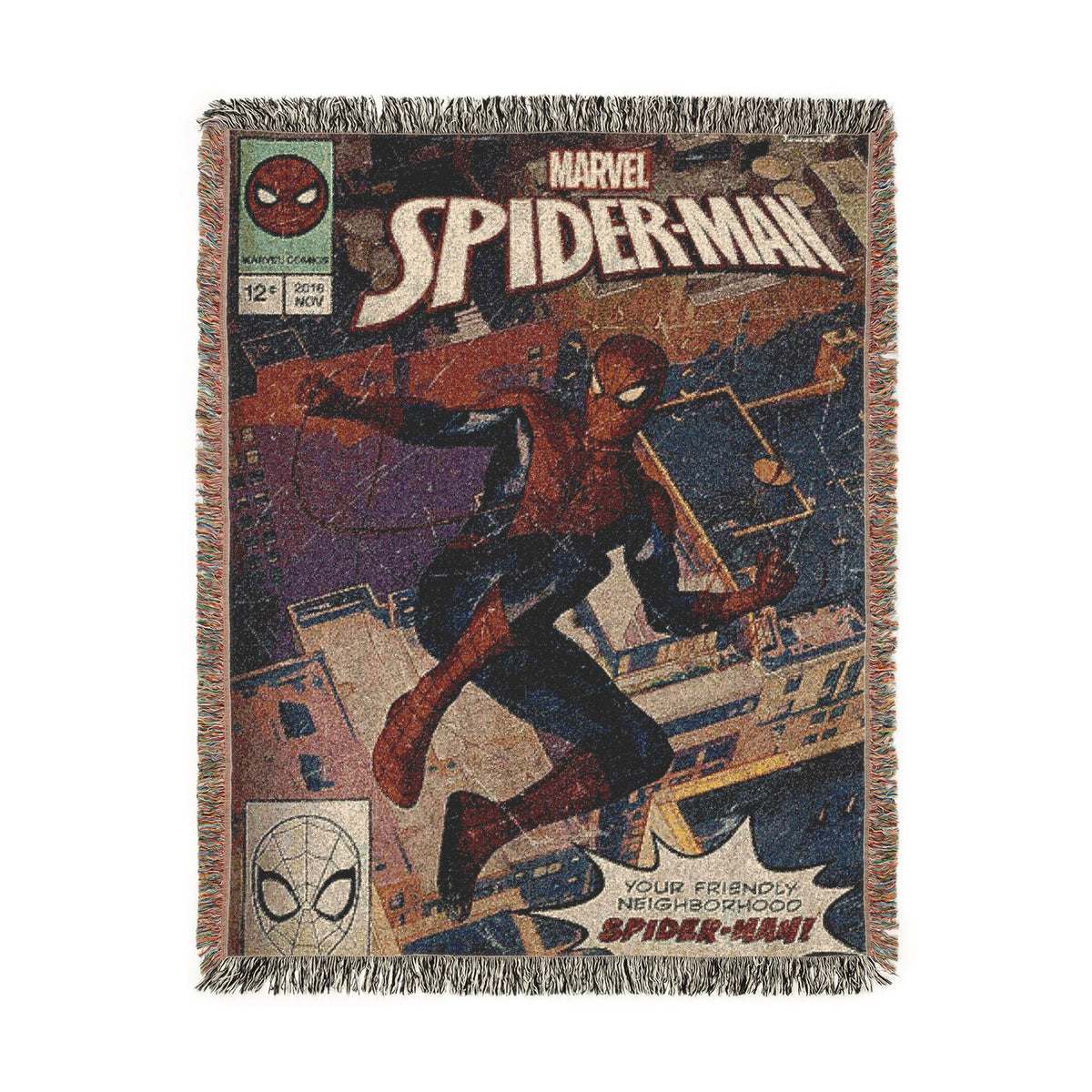 Spider-Man Woven Throw Blanket – Retro Comic Book Design