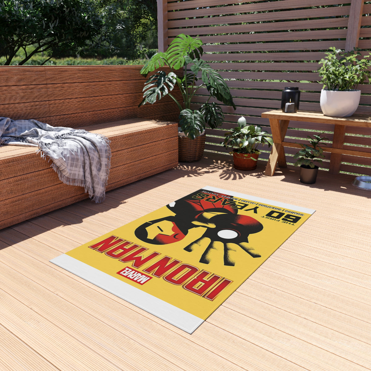 Iron Man 60 Years Outdoor/Indoor Rug - Marvel Superhero Patio Mat