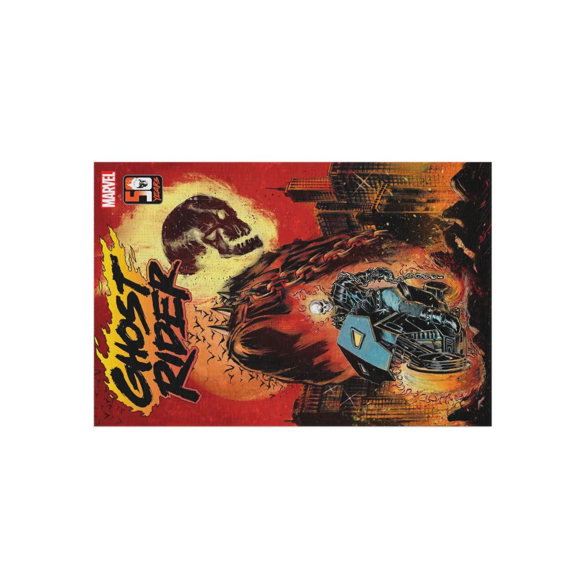 Ghost Rider Outdoor/Indoor Rug – Marvel Comic Skull Motorcycle Patio Mat