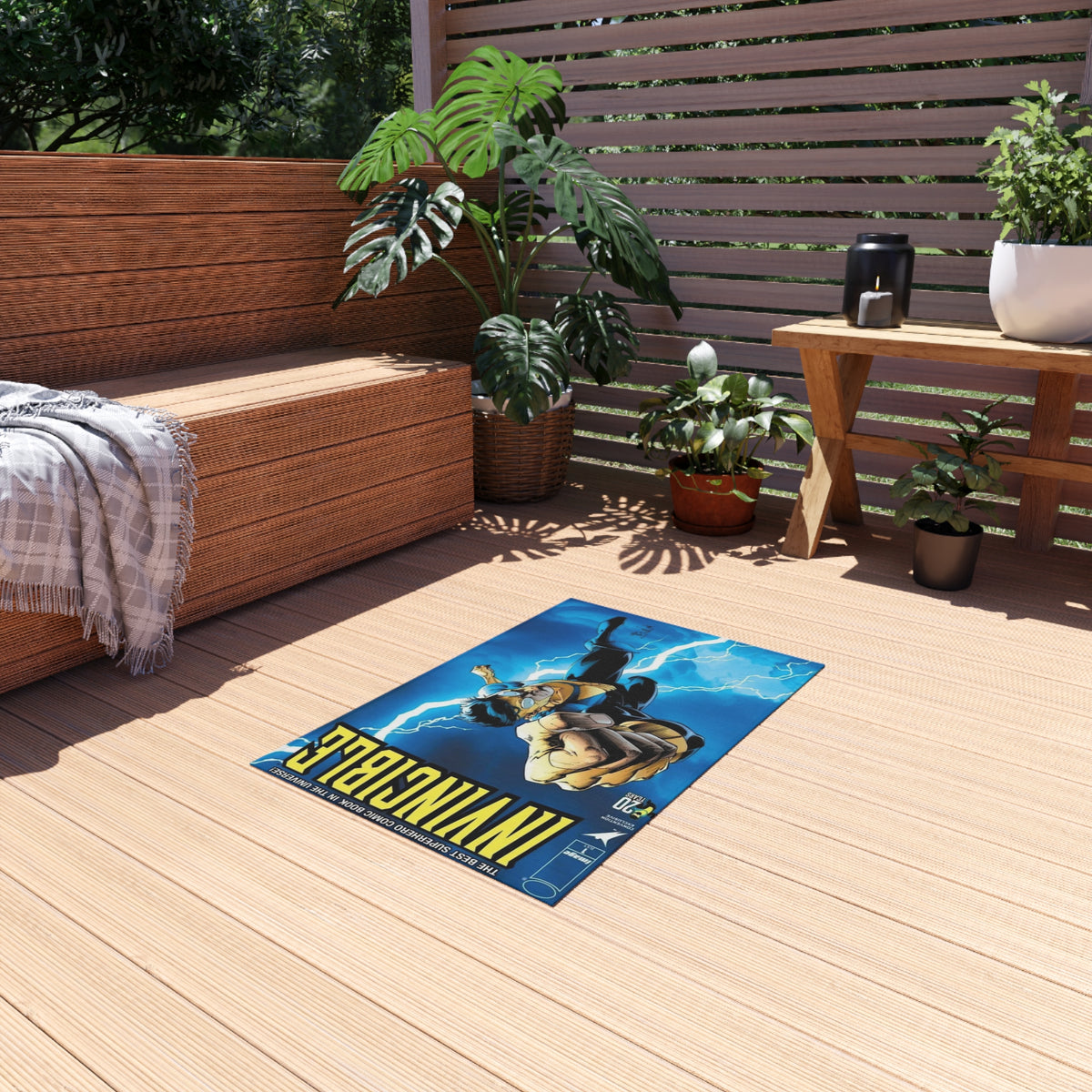 Invincible Superhero Outdoor/Indoor Rug — Lightning Action Porch Mat