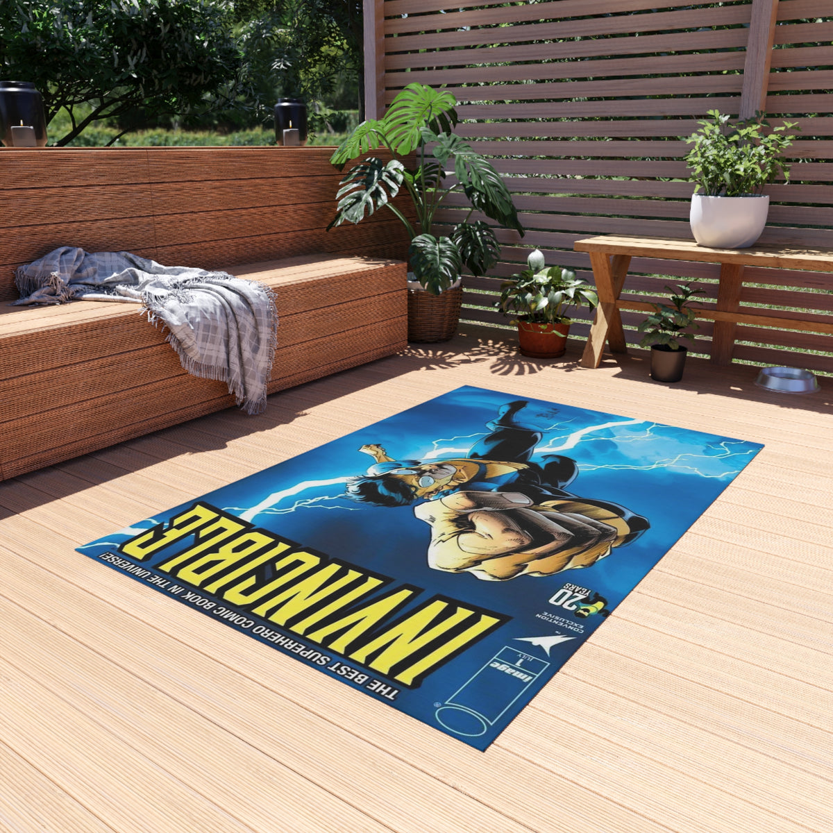 Invincible Superhero Outdoor/Indoor Rug — Lightning Action Porch Mat