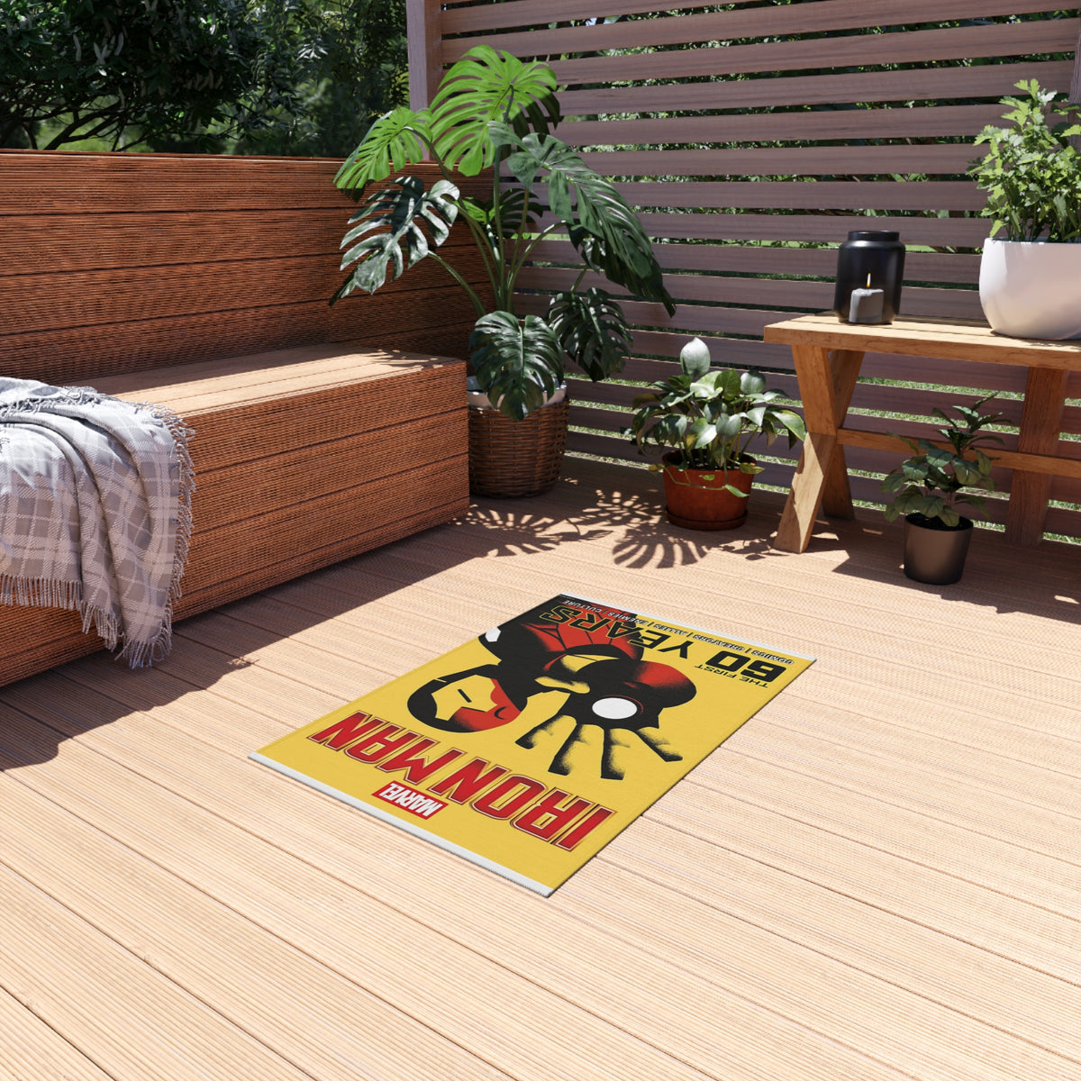 Iron Man 60 Years Outdoor/Indoor Rug - Marvel Superhero Patio Mat