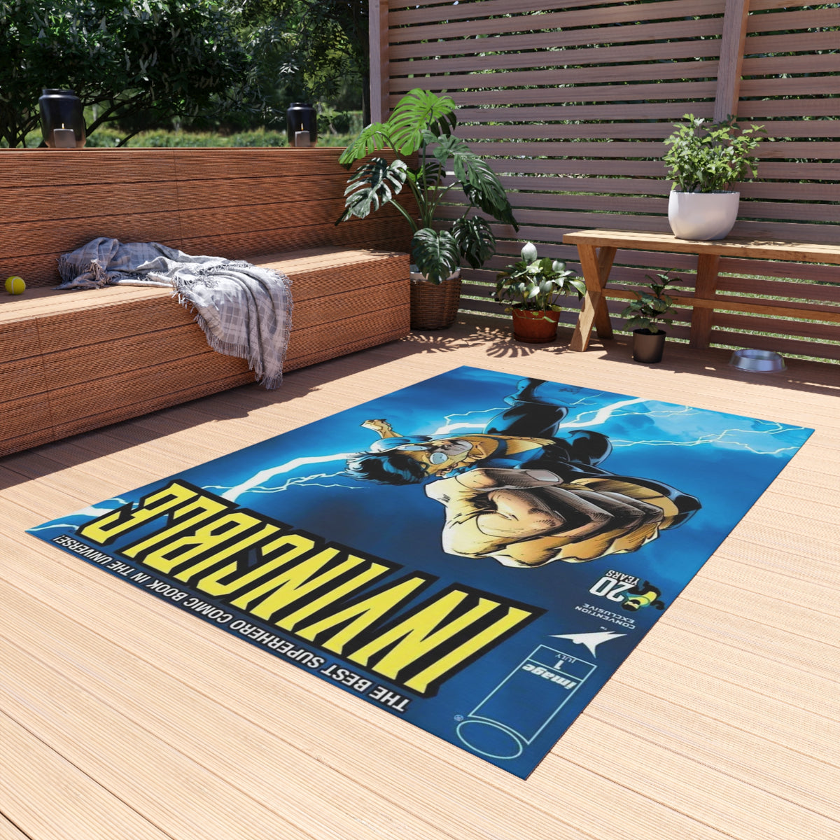 Invincible Superhero Outdoor/Indoor Rug — Lightning Action Porch Mat