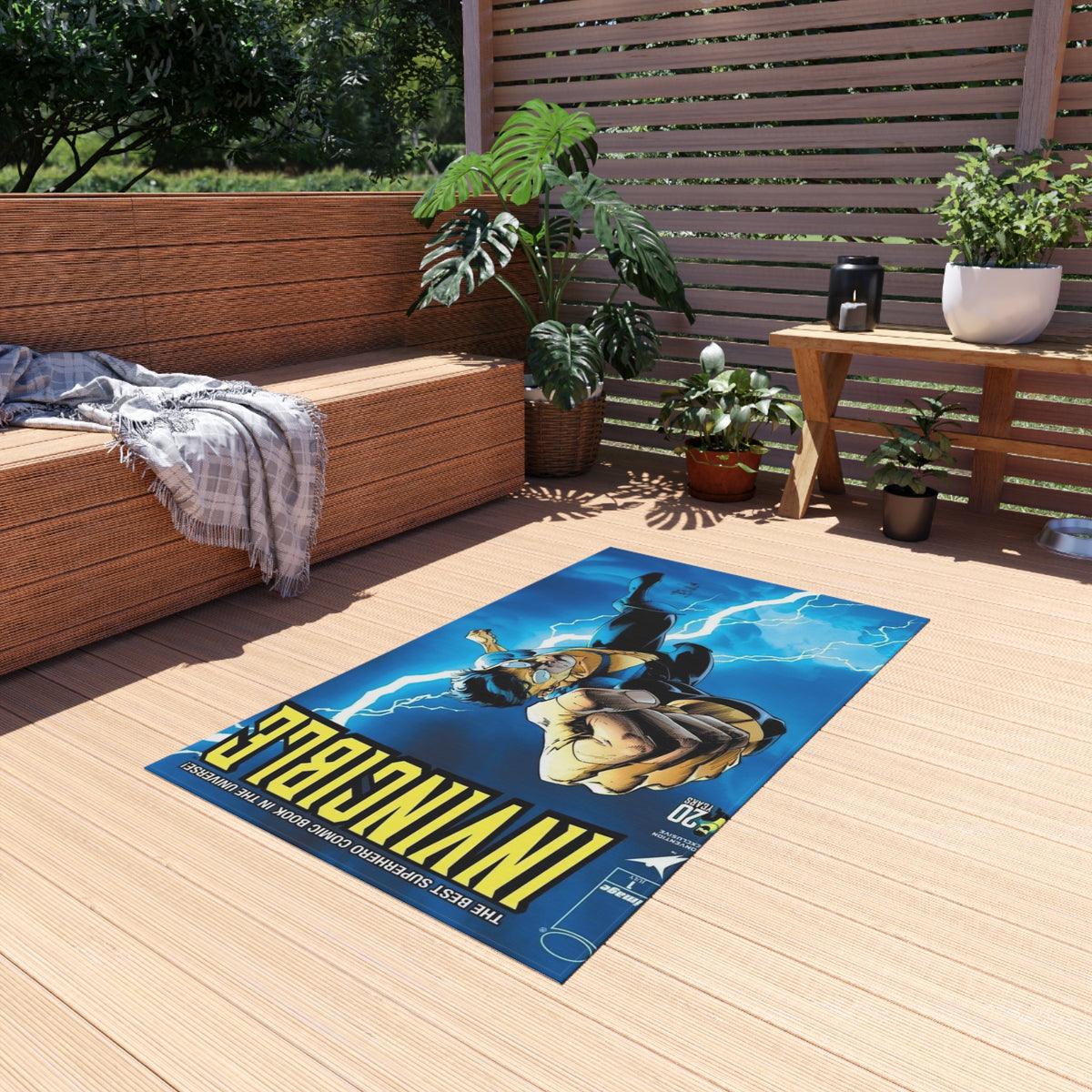 Invincible Superhero Outdoor/Indoor Rug — Lightning Action Porch Mat