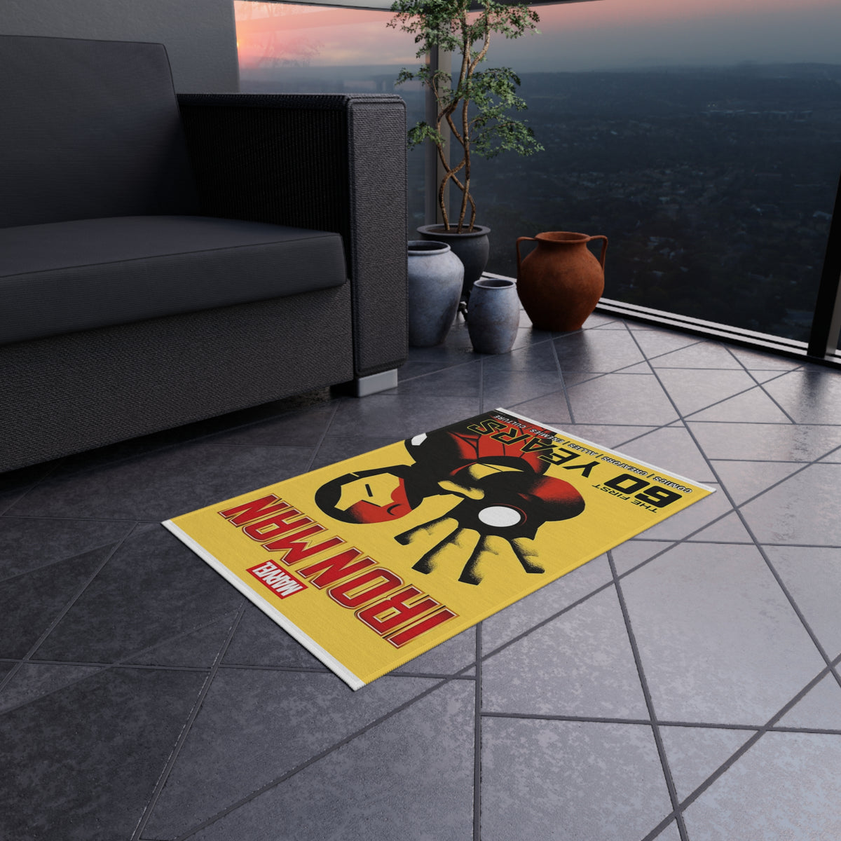 Iron Man 60 Years Outdoor/Indoor Rug - Marvel Superhero Patio Mat
