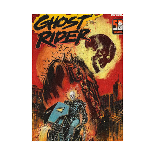Ghost Rider Motorcycle Graphic Rug – Fiery Skull Comic Art Floor Mat