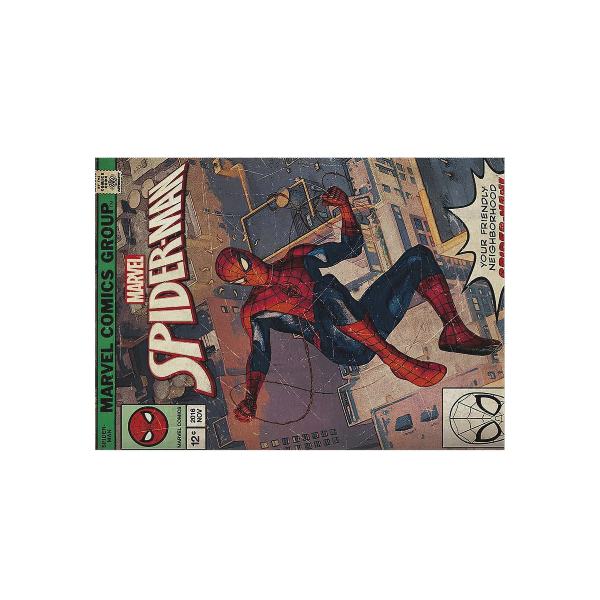 Spider-Man Vintage Comic Outdoor Rug — Retro Superhero Patio Mat