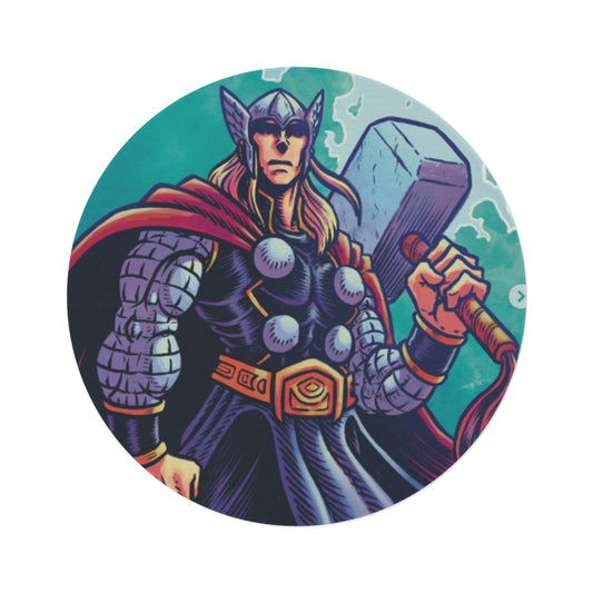 Thor Round Rug — Norse God Hammer Graphic Floor Mat
