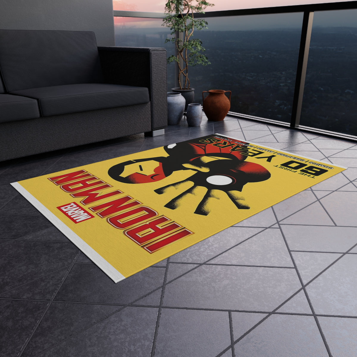Iron Man 60 Years Outdoor/Indoor Rug - Marvel Superhero Patio Mat
