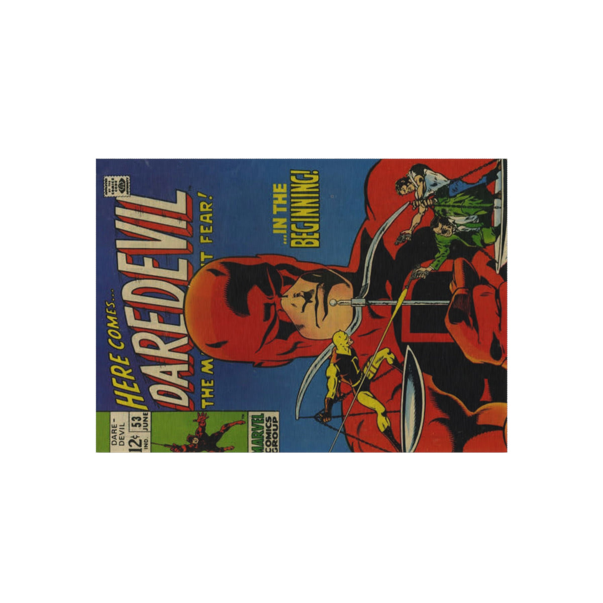 Daredevil Comic Outdoor Rug — Vintage Superhero Porch Mat