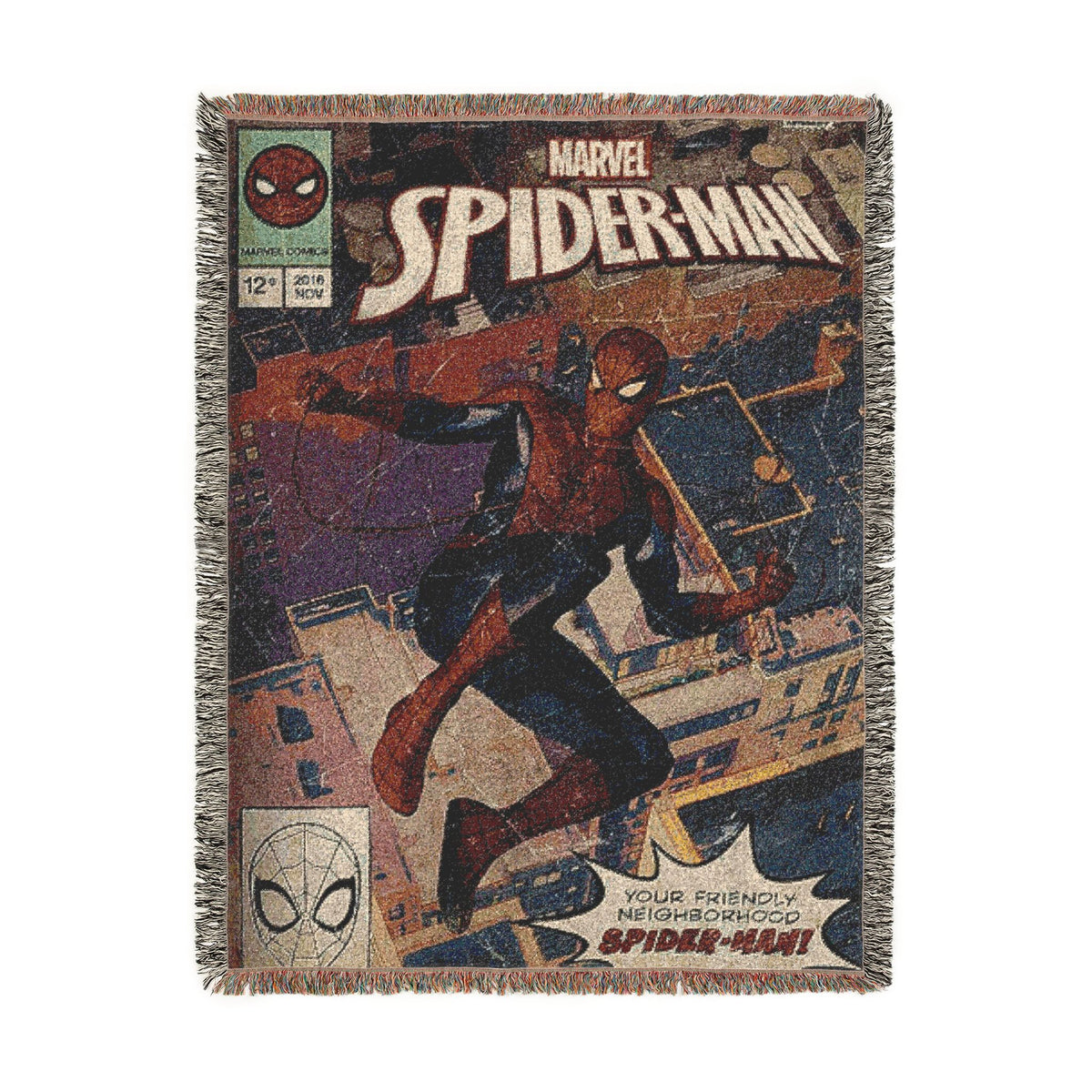 Spider-Man Woven Throw Blanket – Retro Comic Book Design