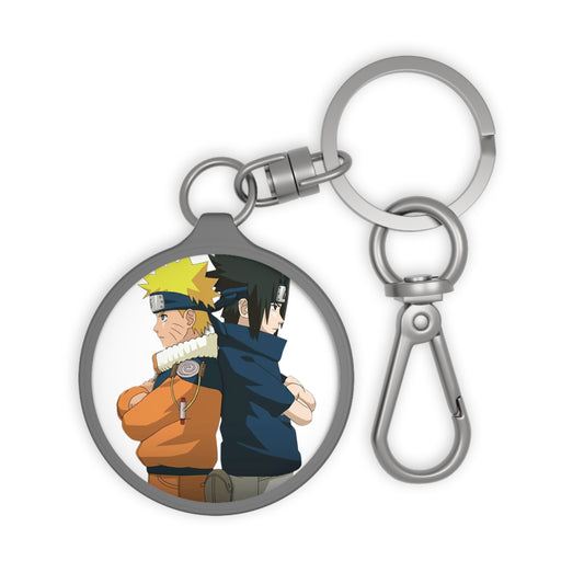Naruto & Sasuke Back-to-Back Keyring Tag — Anime Friendship Keychain