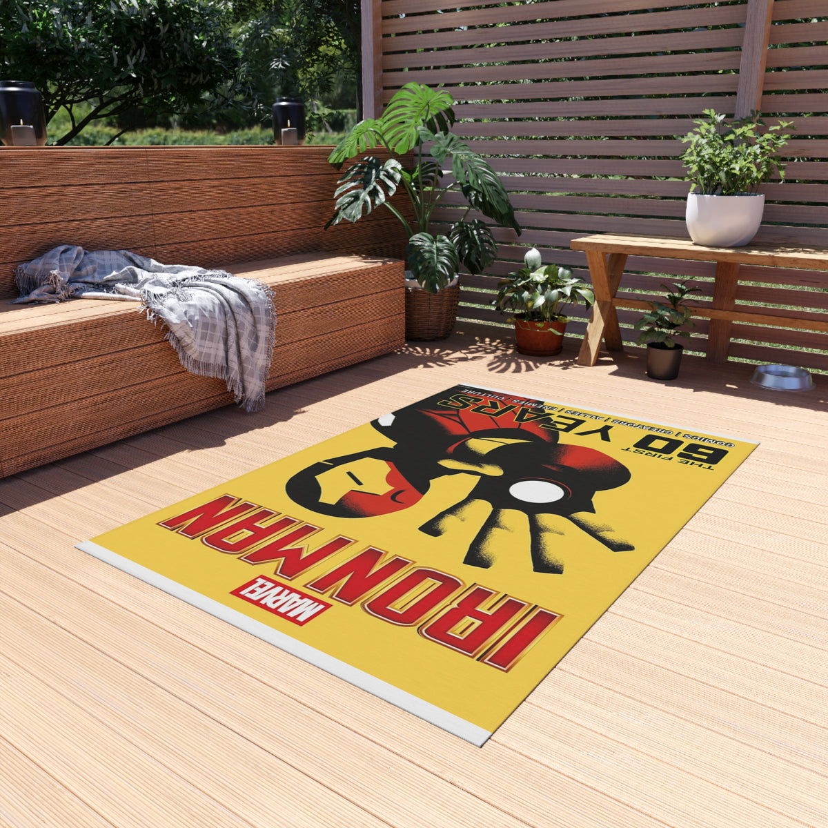 Iron Man 60 Years Outdoor/Indoor Rug - Marvel Superhero Patio Mat